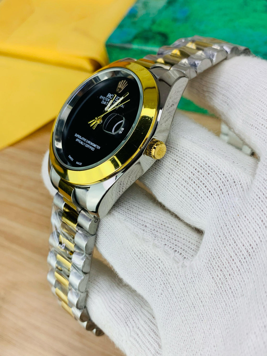 Rolex black plain dial