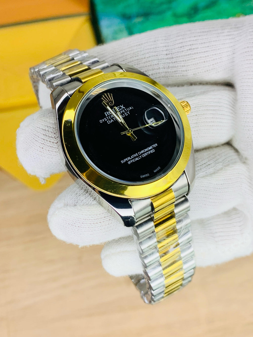 Rolex black plain dial