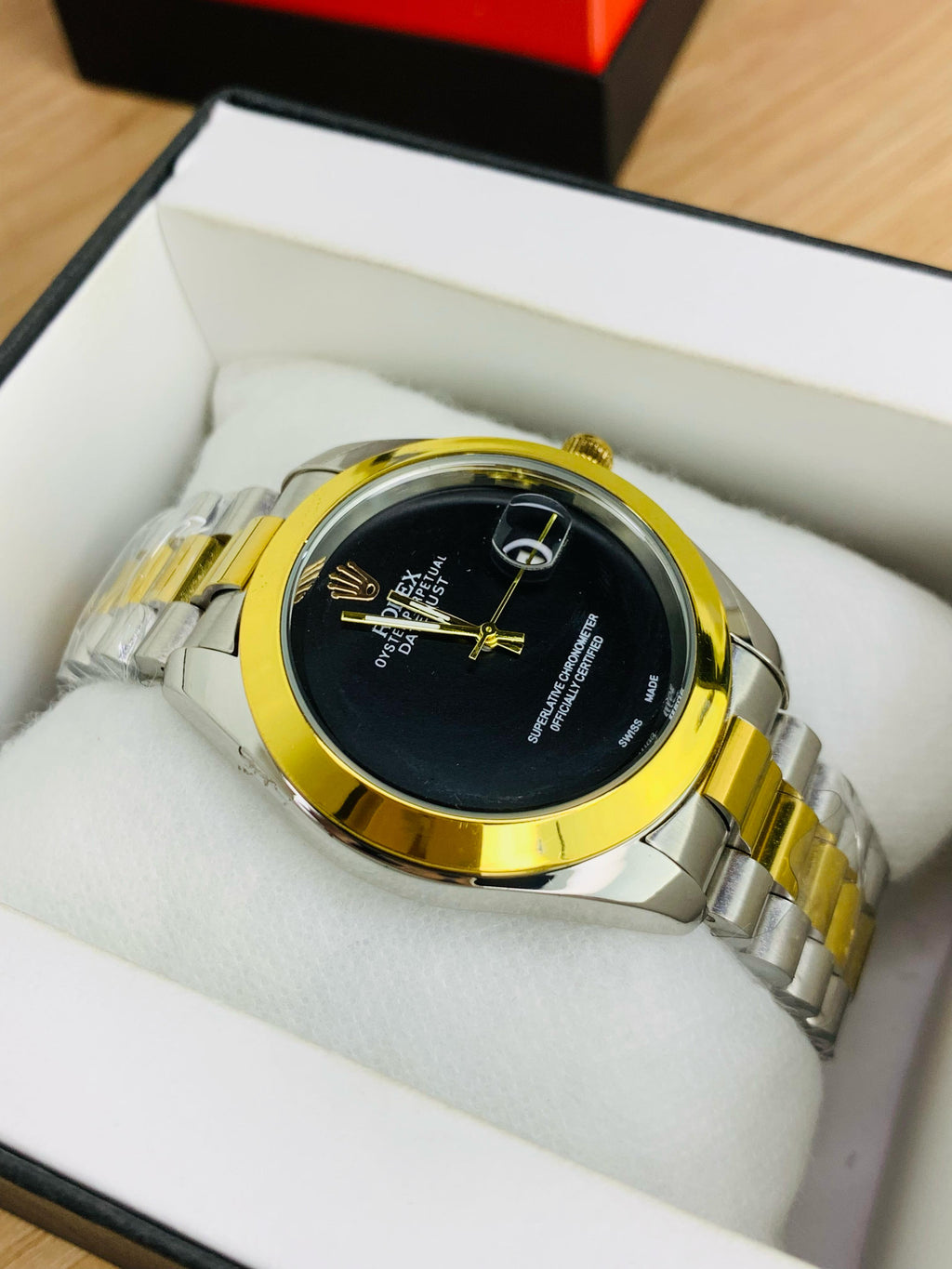 Rolex black plain dial