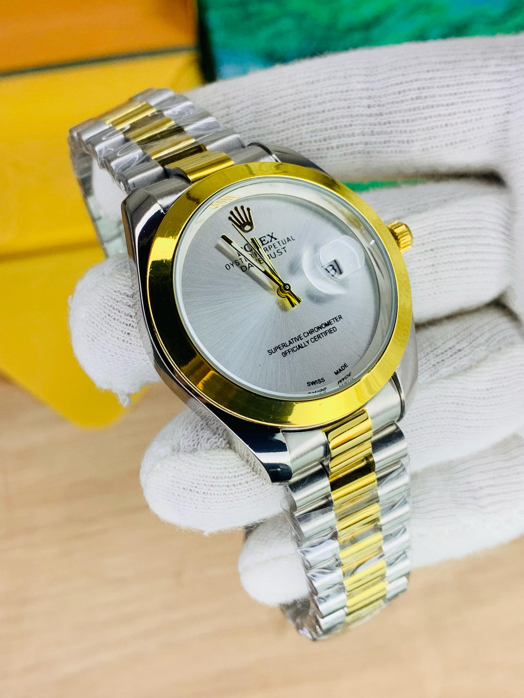 Rolex white plain dial