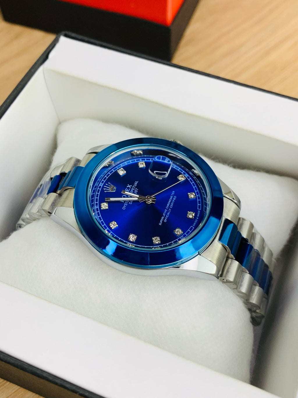 Rolex stone two tone blue
