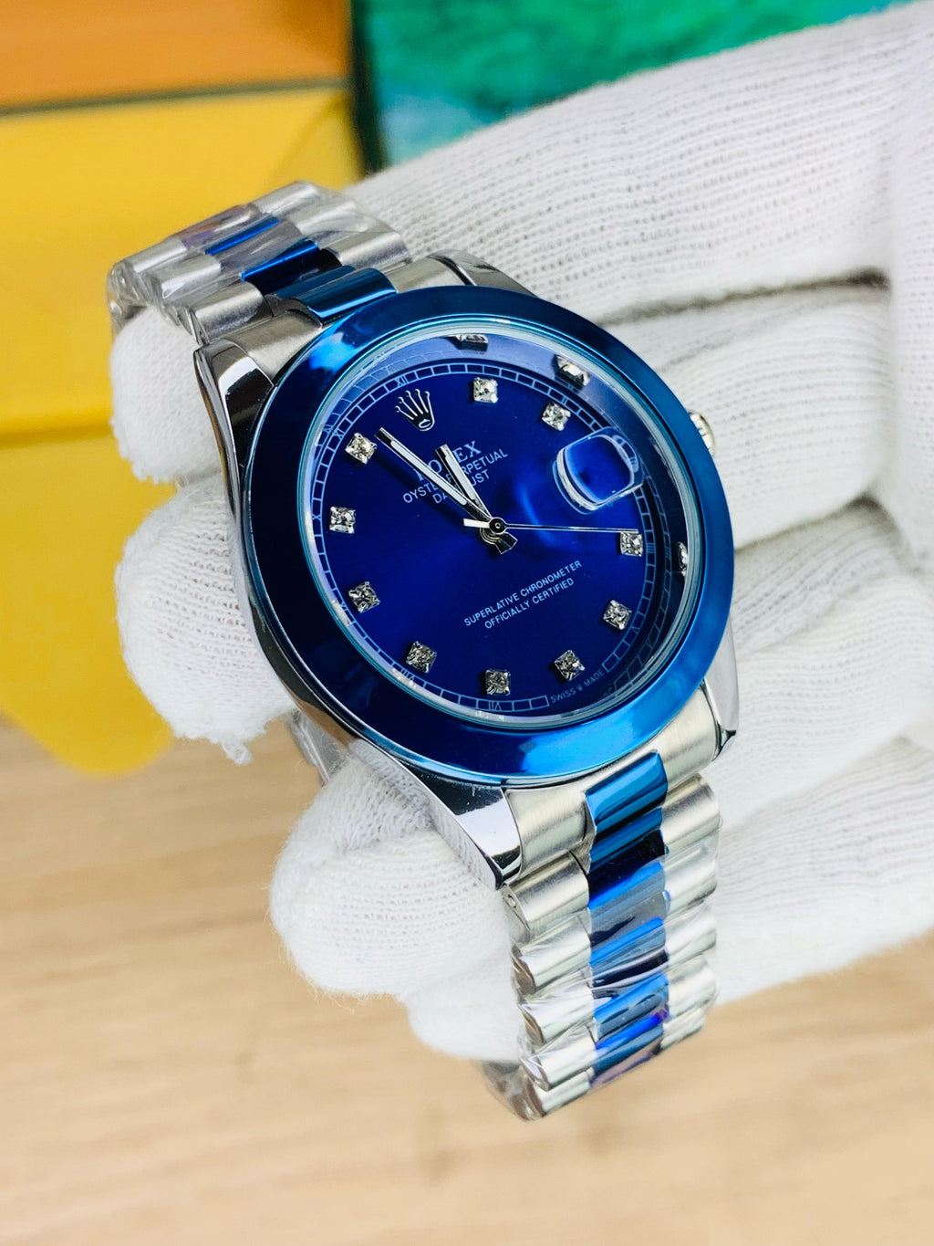 Rolex stone two tone blue