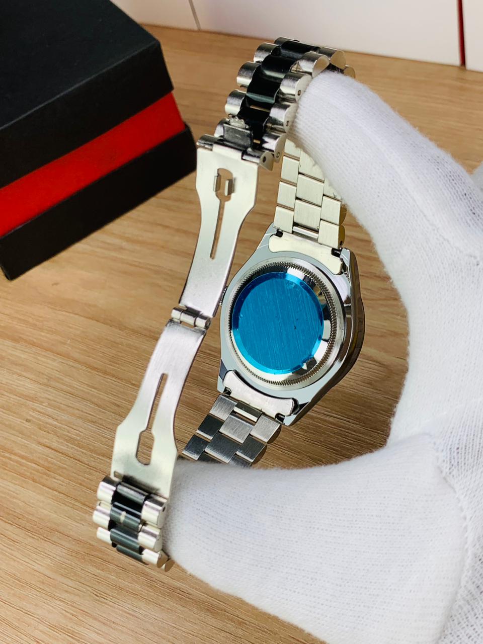 Rolex silver black stone